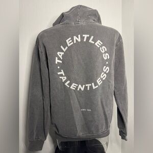 Talentless Hoodie. Grey. Medium. Gently Used. No Major Flaws Noted.